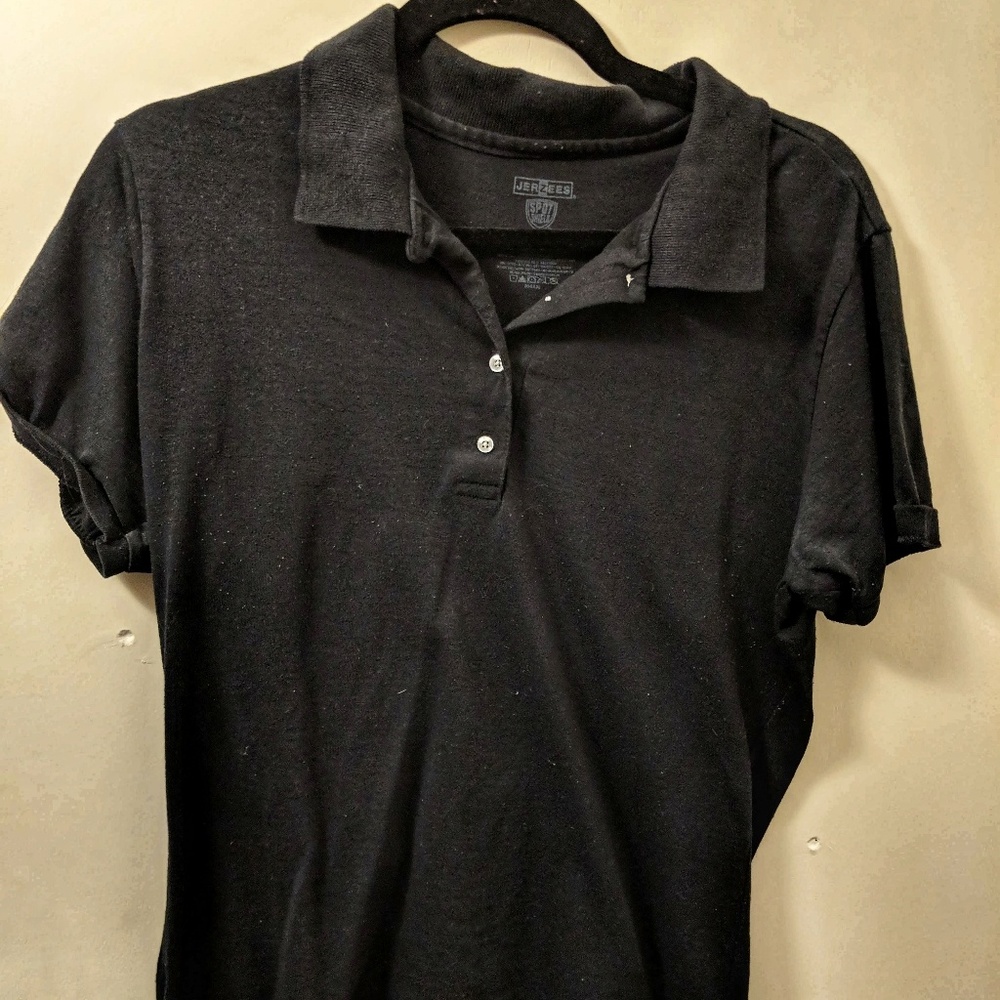 Jerzees Black Cotton collared Polo